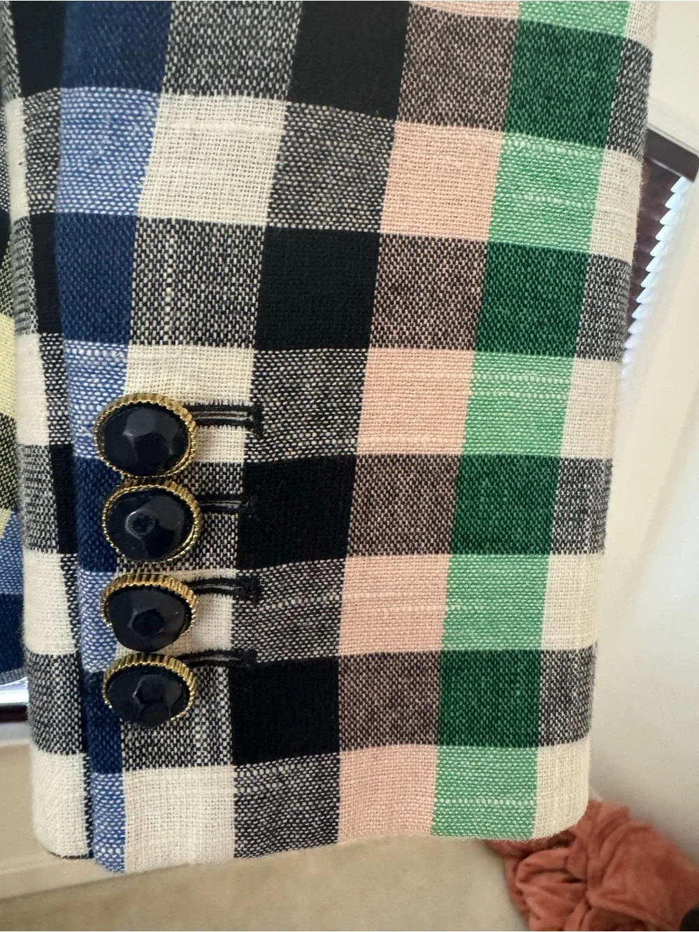 Veronica Beard Checked Single-Button Blazer in Pink, Blue, Green, Black